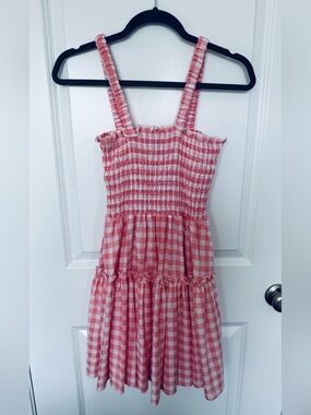 Bump Biddy Pink/White Gingham Maternity Dress Size M